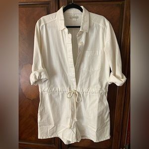 NWT Outerknown Wander Romper salt white womens large organic cotton jumpsuit